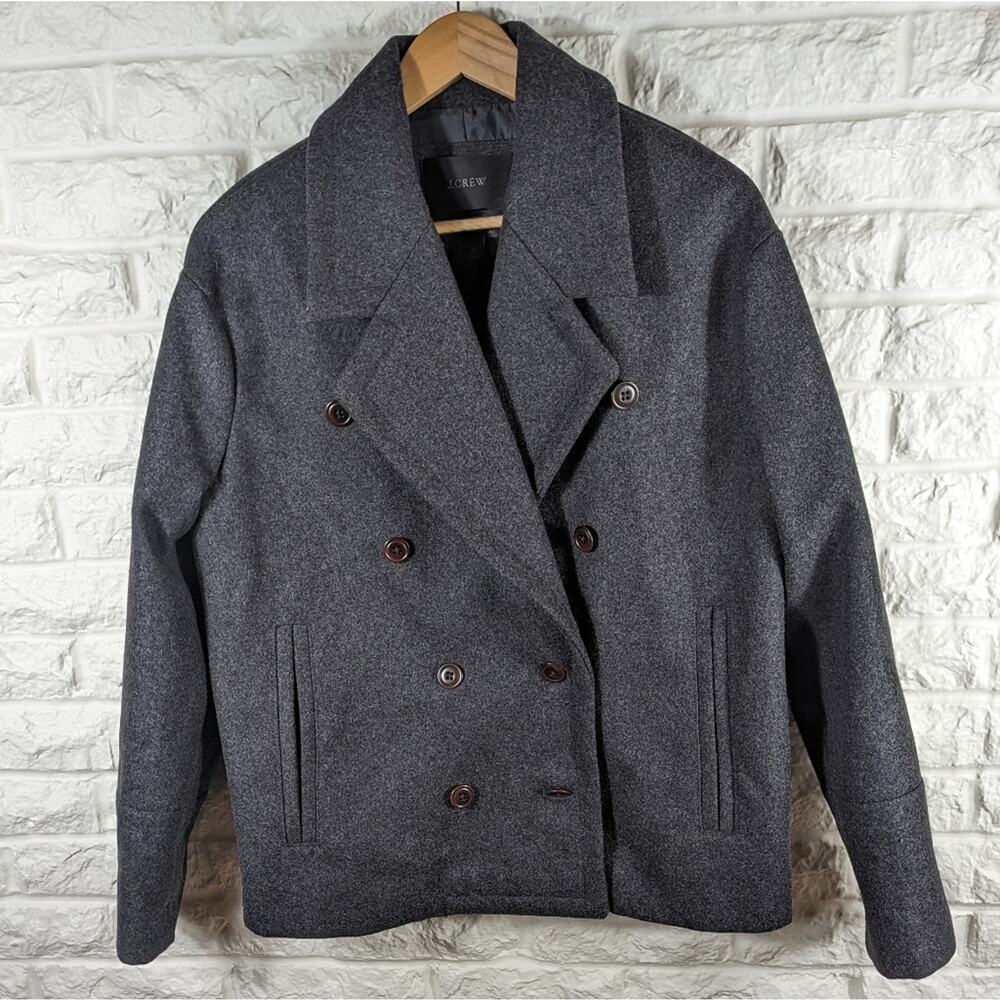 J. Crew Gray Melton Wool Double Breasted Peacoat Size 6